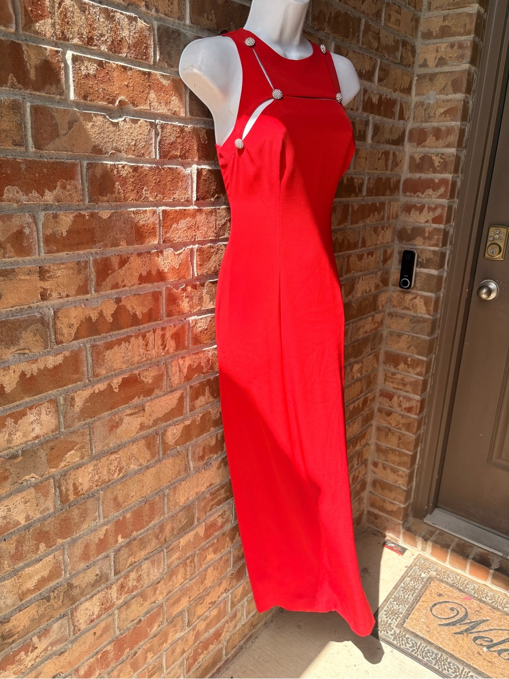 Niteline Della Roufogali Red Rhinestone Cutout
Gown Sz 4 Old Hollywood Slit Glam - Picture 7 of 11